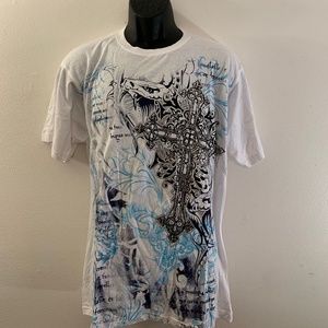 Red Belt Silver Texture Paint T Shirt Large